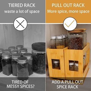 Bamboo <b>Spice</b> <b>Rack</b> Double Layer Pull Out Removable Storage Kitchen Cabinet Organizer Rectangle Standing Type True Colors - Product Image 4