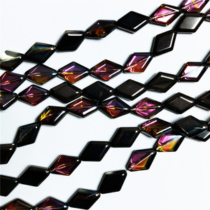 Pendentif en perle de verre cristal en forme de losange 11x15, électroplaqué coloré, pour bijoux DIY et accessoires capillaires - Product Image 4