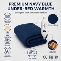 Couverture chauffante électrique matelassée diamant bleu marine sur mesure OEM d'usine 135x120cm avec contrôle numérique et protection contre la surchauffe pour lit