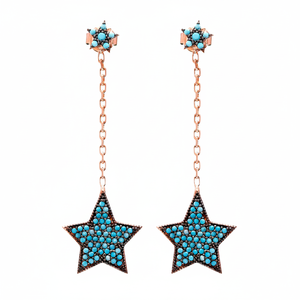 Micro Turquoise Ear <b>Cuff</b> Star Design <b>Earring</b> Turkish Wholesale Handcrafted 925 Sterling Silver Jewelry for Women - Product Image 2