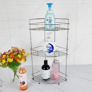 Estante de esquina de acero inoxidable para montar en la pared, de 3 niveles, triangular, para almacenamiento en el baño, para inodoro, sala de estar - Product Image 2