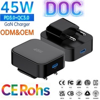 Cargador de Pared Portátil Tommox de 45W GaN, Tipo-C PD, Plegable, Enchufe EU/KR, Adaptador de Carga Rápida USB C para iPad/Tablet/Teléfono