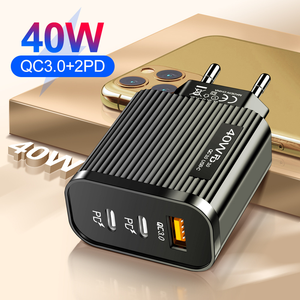 New Design USB3.0 PD3.0 2Type C 40W Mobile Phone Charger QC3.0 Fast <b>Charging</b> Wall Charger for IPhone12Pro Samsung A10 A8 - Product Image 4
