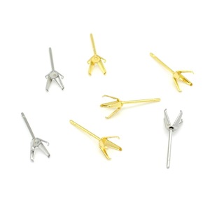 Anno Jewelry Clous d'oreilles en acier inoxydable avec zircon rond, composants et fournitures pour bijoux DIY - Product Image 2
