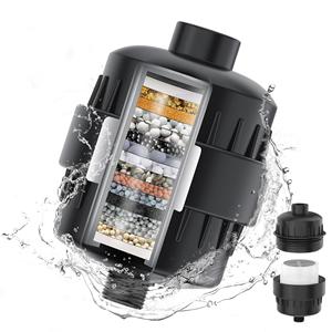 18 giai đoạn Matte đen phổ ion vòi hoa sen đầu lọc kim loại khoáng chất loại bỏ clo cho spa nước cứng phòng tắm vòi nước - Product Image 1