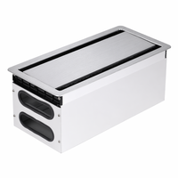 Organizador de Cables Empotrable para Escritorio, Metálico Plateado, Caja de Conexiones Oculta, Accesorios Modernos para Mesa de Reuniones y Sala de Juntas