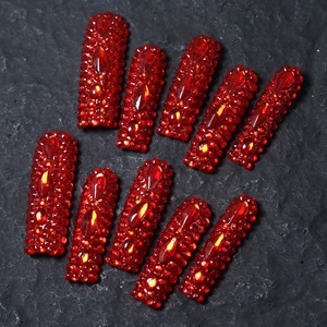 Uñas postizas de lujo con diseño de estrella y mariposa, acrílicas, hechas a mano, de cobertura completa, tipo ataúd largo, precio de fábrica al por mayor. - Product Image 3