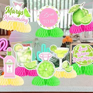 Centrotavola a nido d'ape per addio al nubilato, decorazioni per addio al nubilato con tema Margaritas e Matrimonio, topper da tavolo a forma di anello con diamante per cocktail al limone - Product Image 4