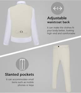 XiangHongメンズカジュアル軽量リネン3ピーススーツ通気性ブレザージャケットジッパーフライベストパンツ結婚式用ビジネスプロム - Product Image 4