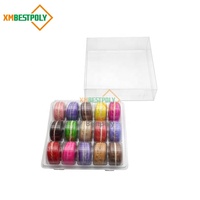 15 boîtes d'emballage transparentes en plastique pour macarons, boîtes de présentation en PET transparent pour desserts et collations avec insert