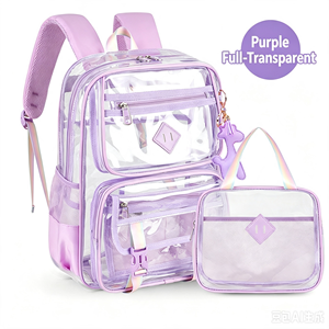 Transparent PVC Student <b>Backpack</b> Waterproof School Bag Large Capacity Zipper Softback with Side Pockets for Kids Wholesale & Cus - Product Image 5