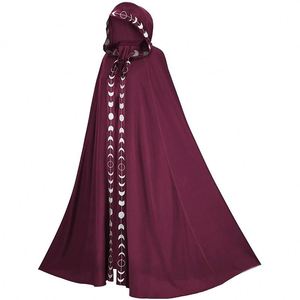 Capa con capucha unisex con estampado de fases lunares, abrigo largo medieval renacentista - Product Image 3