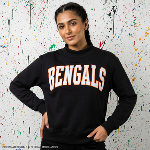BENGALS BLACK Sweat à capuche d'hiver pour homme 100% coton avec broderie appliquée, col large, fils fins - Product Image 1
