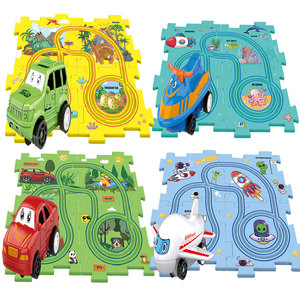 Juguete de Tren <span class=keywords><strong>El</strong></span>éctrico con Temática de Dinosaurios, Océano y Espacio para Niños, Juego de Pistas de Ensamblaje DIY, Vehículo de Juguete con Pista Deslizante - Product Image 1