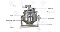 L & B 300l Bouilloire de cuisson à double paroi inclinable chauffage au gaz confiture sirop bonbon marmite industrielle avec mélangeur machine halva