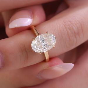 Anillo de Diamante Moissan Ovalado de 4 Quilates DEF/VVS en Oro Amarillo de 18K, Personalizable, Regalo de Aniversario, Joyería Fina de Boda, Moda de Lujo - Product Image 5