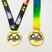 Médailles en métal personnalisées pour compétitions sportives, en alliage de zinc, plaquées or, argent et bronze, avec gaufrage 3D, trophée de champion, médaille de pickleball
