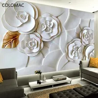 Papel Tapiz Mural Personalizado, Relieve Estereoscópico 3D, Flores, Fresco, Papel Tapiz Autoadhesivo para Sala de Estar, Decoración del Hogar para Dormitorio