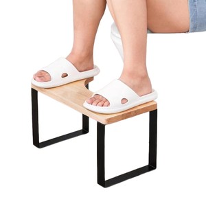Movable Toilet <b>Stool</b> For Children With Metal Legs Height Adjustable <b>Bathroom</b> Footstool Waterproof Natural Wood Color - Product Image 2