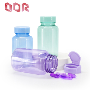 150cc multiple colored Plastic PET Bottles 5 OZ plastic Packaging jar with Flip Cap for Tablets, and Health <b>Supplements</b> - Product Image 3