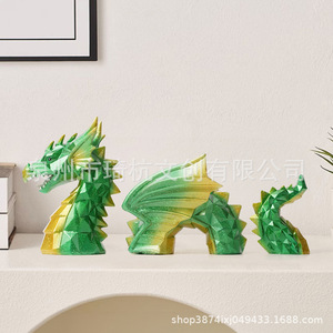 Three Section Dragon <b>Statue</b> Resin Craft Artistic Home Decoration For Study Room Living Room Desktop Ornament - Product Image 2