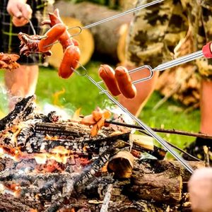 Equipo de Camping para Exteriores, Tenedor para Barbacoa de Acero Inoxidable Cromado con Mango Largo, Palitos para Asar Imprescindibles - Product Image 5