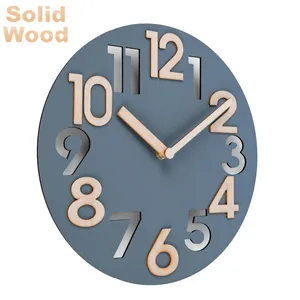 New Design Big Numbers Hollow Style Wooden Wall Clock