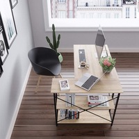 Bureau d'ordinateur en bois convertible en forme de L, moderne et compact, pour la maison ou le bureau, avec étagère
