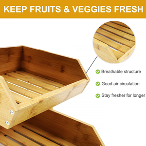 Cesto di frutta in bambù per bancone da cucina-<span class=keywords><strong>portafrutta</strong></span> a 3 livelli per bancone, supporto per frutta in legno Extra Large - Product Image 6