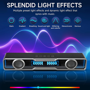 ลำโพงซาวด์บาร์สำหรับเล่นเกมมัลติมีเดีย คุณภาพเสียงเยี่ยม พร้อมเอฟเฟกต์แสงสวยงาม ใช้พลังงานจาก USB สำหรับคอมพิวเตอร์ตั้งโต๊ะ - Product Image 2