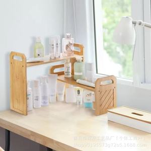 Étagère de rangement de cuisine en bambou à 2 niveaux avec bocaux en verre pour assaisonnements et condiments, organiseur de bureau - Product Image 3