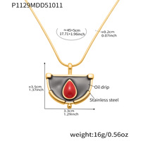 Nouveautés : Collier Pendentif Femme Tendance Géométrique Noir et Rouge Contrastant, Chaîne Serpent en Acier Inoxydable Plaqué Or – Idéal Cadeau
