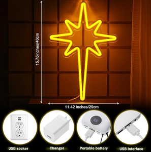 لافتة نيون نجمية مضيئة بتقنية LED لعيد الميلاد مع تحكم عبر تطبيق البلوتوث وألوان متعددة لديكور الشركات - Product Image 2