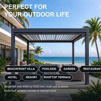 Pergola bioclimatique en aluminium à lames orientables motorisées, auvent de jardin imperméable, gazebo de patio avec éclairage LED