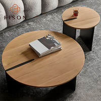 Ensemble de tables basses rondes modernes de luxe, grandes et petites, en bois massif, style nordique, tables à thé, tables basses