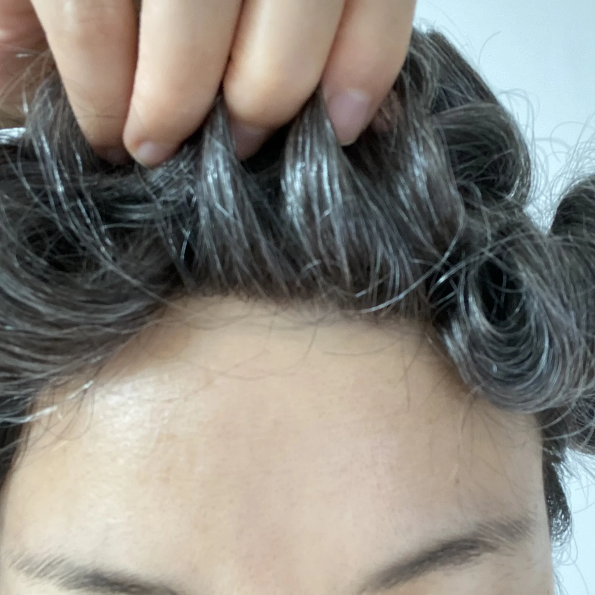 2022mirage 1B50 grey hair human hair patch men toupee wig virgin hair replacement 0.08 - 0.12 mm Hairline Natural