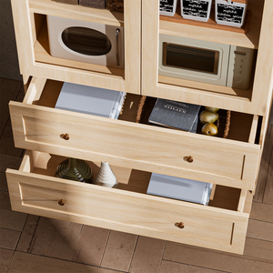Armario de Almacenamiento Alto y Moderno con Arco de Madera, Estantes Ajustables y Cajones Grandes para Cocina o Sala de Estar - Product Image 3