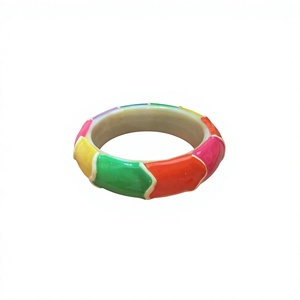 Trendy High Quality Geometric Resin Acrylic <b>Bangle</b> <b>Bracelets</b> Handmade With Yellow Black Stripe Classic Unisex <b>Bracelets</b> Woman - Product Image 5
