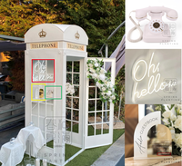 White Telephone Booth Neon Wedding Backdrop Audio Guestbook Phone London Telephone Booth for Wedding Decoration