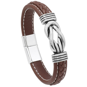 Fashion Irregular Graphic <b>Accessories</b> Men's Simple Leather <b>Braided</b> Bracelet Combination for Birthday Commemorative Gifts - Product Image 6