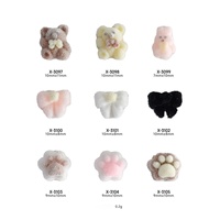 Décoration d'art d'ongles en résine floquée 3D, forme de patte de panda mignonne, accessoires de charme pour l'art d'ongles DIY