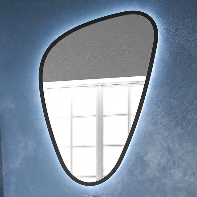 Kamalu KAM-EL6500N LED Bathroom Mirror 65x100cm Drop-Shaped with Black Frame