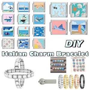 สร้อยข้อมือสแตนเลสสตีลรูปสัตว์แบบ DIY สไตล์อิตาลีรุ่นใหม่ ดีไซน์ทันสมัย แนวทะเล สามารถปรับแต่งได้อย่างอิสระ สายถอดออกได้ - Product Image 1