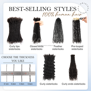 Estensioni per <span class=keywords><strong>Capelli</strong></span> Sisterlocks Intrecciate Originea con Punte Ricce, 100% <span class=keywords><strong>Veri</strong></span> Micro Loc Extensions in <span class=keywords><strong>Capelli</strong></span> Umani all'Uncinetto - Product Image 4
