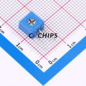 Résistance/potentiomètre réglable 3362X-104-LF, composant traversant (THT)-3P, 7x6,8 mm, résistance 100 kOhm, 10 %, 500 mW, 250 ppm/ ℃ - Product Image 1