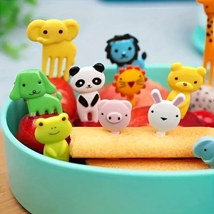 Nouvelles fourchettes à fruits en plastique miniatures pour enfants, en forme d'animaux, de qualité alimentaire, pour boîte à lunch, décoration de gâteaux - Product Image 2