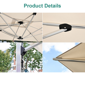 Ombrellone da Patio a Sbalzo Impermeabile con Grande Specchio, Resistente all'Ossidazione, di Lusso, per Sole, Caffè, Giardino, Piscina, Esterni - Product Image 5