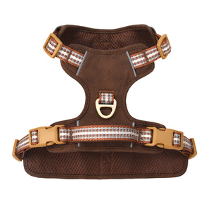 Besar kecil Retro kulit tali kekang anjing reflektif antikeluar rompi <span class=keywords><strong>Harness</strong></span> tali nilon tidak ada tarik untuk nyaman berjalan - Product Image 1