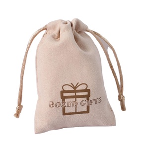 <b>Ivory</b> Suede Ribbon Drawstring Gift <b>Bags</b> for Jewelry Glasses Rings & Earrings-Custom Logo Storage Pouch - Product Image 1