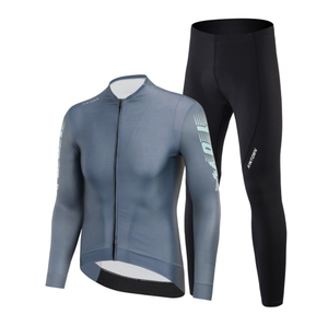 Conjunto de Ciclismo Unisex de Manga Larga al por Mayor, de Secado Rápido y Transpirable, con Jersey de Cremallera Completa + Pantalones Acolchados 3D para Ciclismo de Montaña y Carretera - Product Image 1